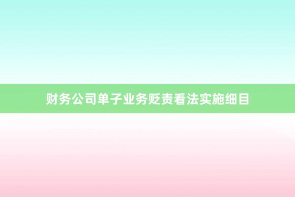财务公司单子业务贬责看法实施细目